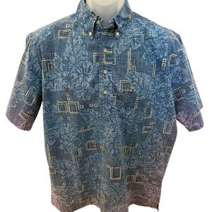 REYN SPOONER Ombré Aloha Hawaiian Collared Shirt Men M Medium